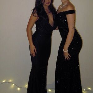 Low halter sequin formal maxi dress